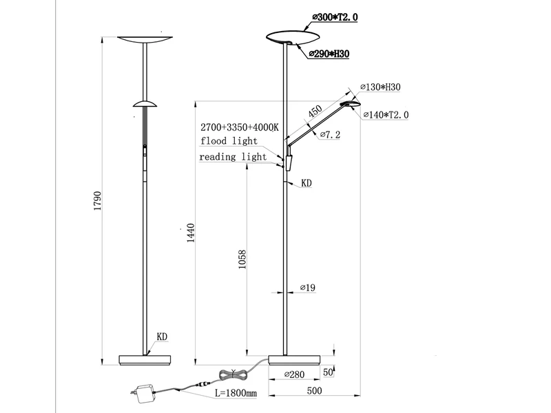 Trio Leuchten LED Deckenfluter EDMONTON Mit Leselampe Verstellbar Messing 179cm 6 Trio Leuchten LED Deckenfluter EDMONTON Mit Leselampe Verstellbar Messing 179cm – Bild 6