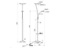 Trio Leuchten LED Deckenfluter GRANBY Altmessing Schwenkbar Mit Lesearm, Höhe 180cm -Globo Store led deckenfluter granby altmessing schwenkbar mit 1 5