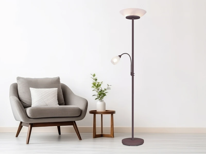 MeineWunschleuchte LED Deckenfluter Mit Flexarm Leselicht, Rostoptik & Glasschirme Weiß, 180cm 1 MeineWunschleuchte LED Deckenfluter Mit Flexarm Leselicht, Rostoptik & Glasschirme Weiß, 180cm