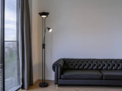 MeineWunschleuchte LED Deckenfluter Mit Leselampe In Schwarz Matt, Höhe 181,5cm