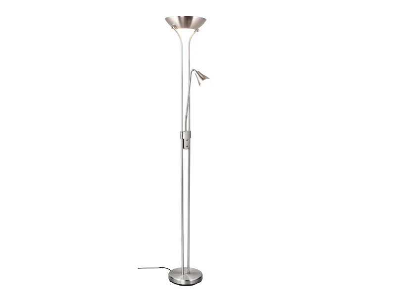 MeineWunschleuchte LED Deckenfluter Mit Leselampe In Silber Matt, Höhe 181,5cm 2 MeineWunschleuchte LED Deckenfluter Mit Leselampe In Silber Matt, Höhe 181,5cm – Bild 2