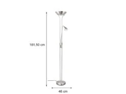 MeineWunschleuchte LED Deckenfluter Mit Leselampe In Silber Matt, Höhe 181,5cm 5 MeineWunschleuchte LED Deckenfluter Mit Leselampe In Silber Matt, Höhe 181,5cm -Globo Store led deckenfluter mit leselampe in silber matt hoeh 2