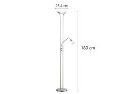 Trio Leuchten LED Deckenfluter SANTO II Dimmbar Mit Leselampe, Silber Matt -Globo Store led deckenfluter santo ii dimmbar mit leselampe si 2