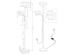 MeineWunschleuchte LED Deckenfluter Silber Mit Flexibler Leselampe, Höhe 180cm -Globo Store led deckenfluter silber mit flexibler leselampe ho 4