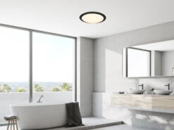 Trio Leuchten LED Deckenleuchte 2er Set In Schwarz Ø 29cm, IP44 - Badlampen -Globo Store led deckenleuchte 2er set in schwarz 29cm ip44 bad 4