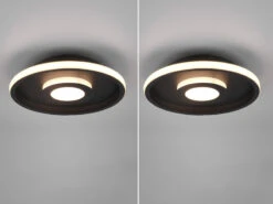 Trio Leuchten LED Deckenleuchte 2er Set Schwarz Matt Ø 30cm Mit Switch Dimmer, IP44 -Globo Store led deckenleuchte 2er set schwarz matt 30cm mit sw 2