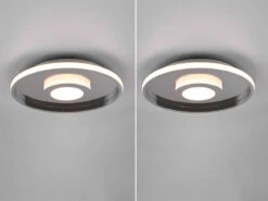 Trio Leuchten LED Deckenleuchte 2er Set Silber Chrom Ø 30cm Mit Switch Dimmer, IP44 -Globo Store led deckenleuchte 2er set silber chrom 30cm mit sw 2
