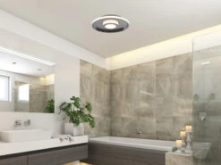 Trio Leuchten LED Deckenleuchte 2er Set Silber Chrom Ø 30cm Mit Switch Dimmer, IP44 -Globo Store led deckenleuchte 2er set silber chrom 30cm mit sw 5