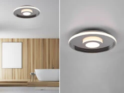Trio Leuchten LED Deckenleuchte ASCARI, Rund, Silber Chrom, Ø 40cm, Dimmbar, IP44