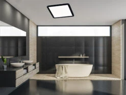 Trio Leuchten LED Deckenleuchte CAMILLA Schwarz Matt Mit Switch Dimmer, Ø 40cm IP44 -Globo Store led deckenleuchte camilla schwarz matt mit switch 1 16