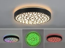 Reality Leuchten LED Deckenleuchte CHIZU Schwarz Ø40cm Dimmbar Fernbedienung & Farbwechsler