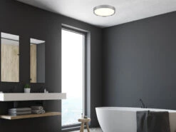 Trio Leuchten LED Deckenleuchte CLARIMO In Silber Chrom Ø 33cm, IP44 - Badlampen -Globo Store led deckenleuchte clarimo in silber chrom 33cm ip4 5