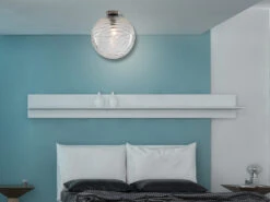 MeineWunschleuchte LED Deckenleuchte Glaskugel Wellenmuster Transparent, Globe Ø30cm -Globo Store led deckenleuchte glaskugel wellenmuster transpare 2