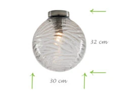 MeineWunschleuchte LED Deckenleuchte Glaskugel Wellenmuster Transparent, Globe Ø30cm -Globo Store led deckenleuchte glaskugel wellenmuster transpare 3