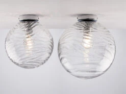 MeineWunschleuchte LED Deckenleuchte Glaskugel Wellenmuster Transparent, Globe Ø30cm -Globo Store led deckenleuchte glaskugel wellenmuster transpare 9