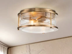 MeineWunschleuchte LED Deckenleuchte In Messing Für Badezimmer & Wohnraum, Ø30,5cm