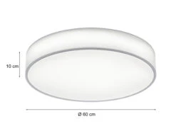 Trio Leuchten LED Deckenleuchte LUGANO Mit Fernbedienung, Stoffschirm Weiß Ø 60cm -Globo Store led deckenleuchte lugano mit fernbedienung stoffsc 2