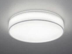 Trio Leuchten LED Deckenleuchte LUGANO Mit Fernbedienung, Stoffschirm Weiß Ø 60cm