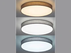 Trio Leuchten LED Deckenleuchte LUGANO Mit Fernbedienung, Stoffschirm Weiß Ø 60cm -Globo Store led deckenleuchte lugano mit fernbedienung stoffsc 3