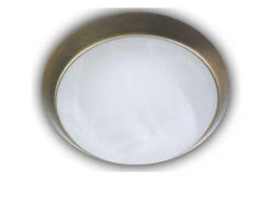 Niermann LED-Deckenleuchte Rund, Glas Alabaster, Dekorring Altmessing, Ø 25cm
