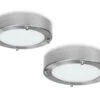 Smartwares LED Deckenleuchten Im 2er SET Fürs Bad Aus Gebürstetem Stahl & Glas, Ø 28 Cm