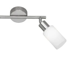 Reality Leuchten LED Deckenstrahler 2 Flammig Silber Opal Glasschirme Weiß, 25cm Breit -Globo Store led deckenstrahler 2 flammig silber opal glasschir 2