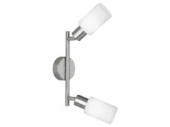 Reality Leuchten LED Deckenstrahler 2 Flammig Silber Opal Glasschirme Weiß, 25cm Breit -Globo Store led deckenstrahler 2 flammig silber opal glasschir 3