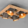 MeineWunschleuchte LED Deckenstrahler 4 Flammig Silber Antik & Gold Mit Holz Im Industrial Style