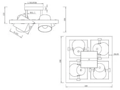 MeineWunschleuchte LED Deckenstrahler 4 Flammig Silber Antik & Gold Mit Holz Im Industrial Style -Globo Store led deckenstrahler 4 flammig silber antik gold mit 6
