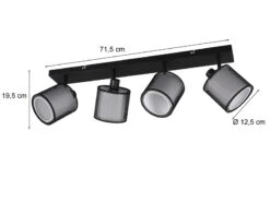 MeineWunschleuchte LED Deckenstrahler 4 Flammig Stoff Organza Transparent Schwarz Innen Weiß -Globo Store led deckenstrahler 4 flammig stoff organza transpa 3