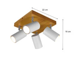 MeineWunschleuchte LED Deckenstrahler In Weiß Mit Holz 4-flammig Spots Schwenkbar -Globo Store led deckenstrahler in weiss mit holz 4 flammig spo 2