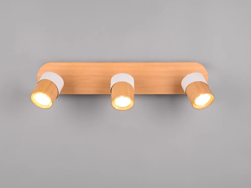 MeineWunschleuchte LED Deckenstrahler Korpus & Lampenschirme Naturholz & Metall Weiß 48cm 3 MeineWunschleuchte LED Deckenstrahler Korpus & Lampenschirme Naturholz & Metall Weiß 48cm – Bild 3