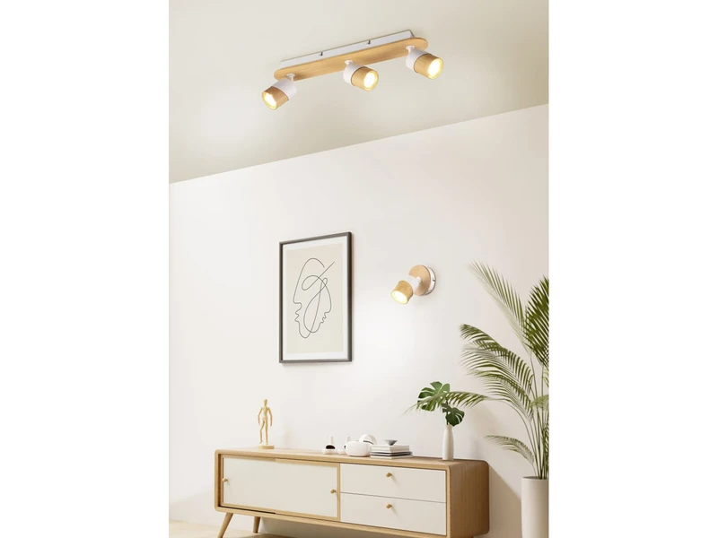 MeineWunschleuchte LED Deckenstrahler Korpus & Lampenschirme Naturholz & Metall Weiß 48cm 6 MeineWunschleuchte LED Deckenstrahler Korpus & Lampenschirme Naturholz & Metall Weiß 48cm – Bild 6