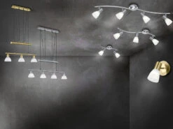 Trio Leuchten LED Deckenstrahler LEVISTO 2-flammig Messing Glasschirme Schwenkbar, Breite 33cm 10 Trio Leuchten LED Deckenstrahler LEVISTO 2-flammig Messing Glasschirme Schwenkbar, Breite 33cm -Globo Store led deckenstrahler levisto 2 flammig messing glass 4