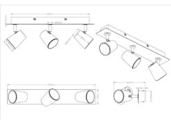 Trio Leuchten LED Deckenstrahler NARCOS 3 Flammig Silber Matt Spots Dreh-und Schwenkbar -Globo Store led deckenstrahler narcos 3 flammig silber matt sp 2