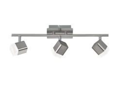 Reality Leuchten LED Deckenstrahler ROUBAIX 3 Flammig Silber Matt Mit Schirmen In Weiß 48cm Breit -Globo Store led deckenstrahler roubaix 3 flammig silber matt m 1