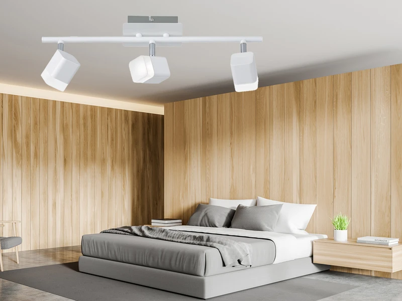 Reality Leuchten LED Deckenstrahler ROUBAIX 3 Flammig Weiß Matt Mit Schirmen In Weiß 48cm Breit 3 Reality Leuchten LED Deckenstrahler ROUBAIX 3 Flammig Weiß Matt Mit Schirmen In Weiß 48cm Breit – Bild 3