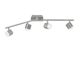 Reality Leuchten LED Deckenstrahler ROUBAIX 4 Flammig Silber Matt Mit Schirmen In Weiß 78cm Breit 6 Reality Leuchten LED Deckenstrahler ROUBAIX 4 Flammig Silber Matt Mit Schirmen In Weiß 78cm Breit -Globo Store led deckenstrahler roubaix 4 flammig silber matt m 1