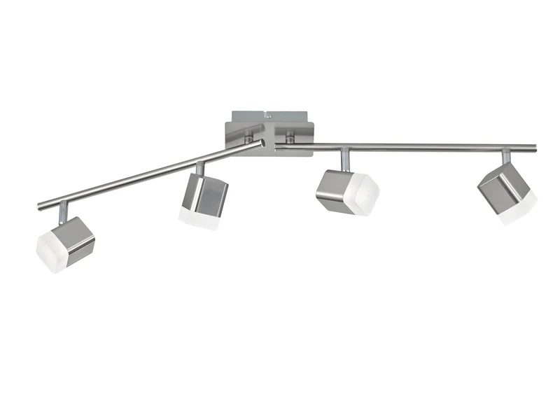 Reality Leuchten LED Deckenstrahler ROUBAIX 4 Flammig Silber Matt Mit Schirmen In Weiß 78cm Breit 2 Reality Leuchten LED Deckenstrahler ROUBAIX 4 Flammig Silber Matt Mit Schirmen In Weiß 78cm Breit – Bild 2