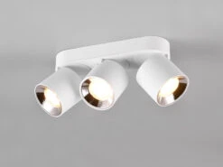 MeineWunschleuchte LED Deckenstrahler Weiß 3 Spots Schwenkbar Dimmbar Breite 27cm