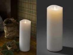 Konstsmide LED Duftkerze Mit 6h Timer, Flackernd, Ø 9cm, Höhe 23cm, Batteriebetrieb