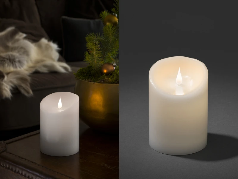 Konstsmide LED Echtwachskerze Mit Flamme & Timer, Ø 10cm, Höhe 14cm, Batteriebetrieb 1 Konstsmide LED Echtwachskerze Mit Flamme & Timer, Ø 10cm, Höhe 14cm, Batteriebetrieb