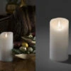 Konstsmide LED Echtwachskerze Mit Flamme & Timer, Ø 7,5cm, Höhe 15,5cm, Batteriebetrieb