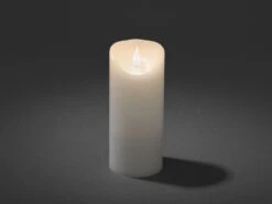 Konstsmide LED Echtwachskerze Mit Flamme & Timer, Ø 7,5cm, Höhe 17,5cm, Batteriebetrieb -Globo Store led echtwachskerze mit flamme timer 75cm hoehe 175 2