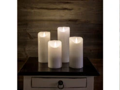 Konstsmide LED Echtwachskerze Mit Flamme & Timer, Ø 7,5cm, Höhe 17,5cm, Batteriebetrieb -Globo Store led echtwachskerze mit flamme timer 75cm hoehe 175 6