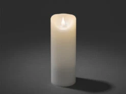 Konstsmide LED Echtwachskerze Mit Flamme & Timer, Ø 7,5cm, Höhe 20,5cm, Batteriebetrieb -Globo Store led echtwachskerze mit flamme timer 75cm hoehe 205 2
