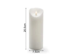 Konstsmide LED Echtwachskerze Mit Flamme & Timer, Ø 7,5cm, Höhe 20,5cm, Batteriebetrieb -Globo Store led echtwachskerze mit flamme timer 75cm hoehe 205 4