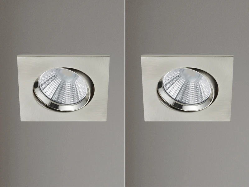 Trio Leuchten LED Einbaustrahler 2er Set Eckig Schwenkbar Dimmbar Nickel Matt 5,5W Deckenlampe 3 Trio Leuchten LED Einbaustrahler 2er Set Eckig Schwenkbar Dimmbar Nickel Matt 5,5W Deckenlampe – Bild 3