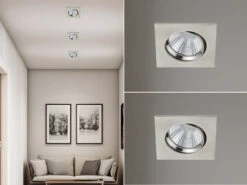 Trio Leuchten LED Einbaustrahler 2er Set Eckig Schwenkbar Dimmbar Nickel Matt 5,5W Deckenlampe