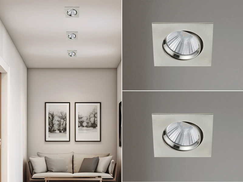 Trio Leuchten LED Einbaustrahler 2er Set Eckig Schwenkbar Dimmbar Nickel Matt 5,5W Deckenlampe 1 Trio Leuchten LED Einbaustrahler 2er Set Eckig Schwenkbar Dimmbar Nickel Matt 5,5W Deckenlampe